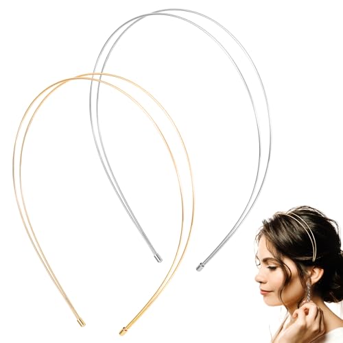 2 Pcs Elegant Metal Headbands for Women - Silver & Gold