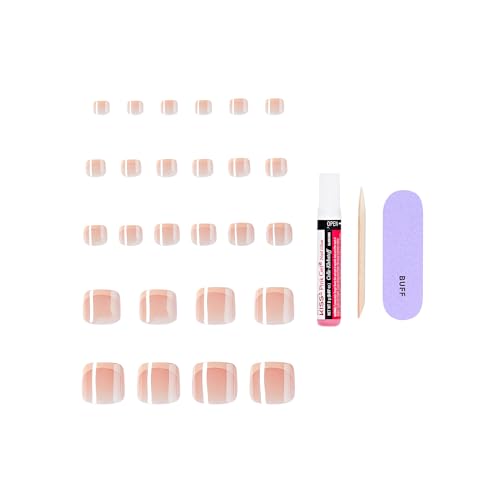 KISS Core Press On Toenails 'Next Step Glam' - Pink Squoval, 26 Nails