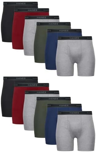 Hanes Men's Boxer Briefs - Cool & Breathable Cotton, Moisture-Wicking, No Ride-Up | 3-Pack