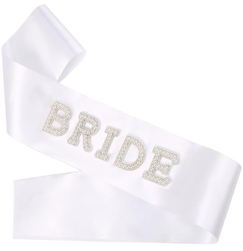 Fucibt Bride Sash with Pearls & Rhinestones - Variation 1, Bridal Shower & Bachelorette Party Accessories