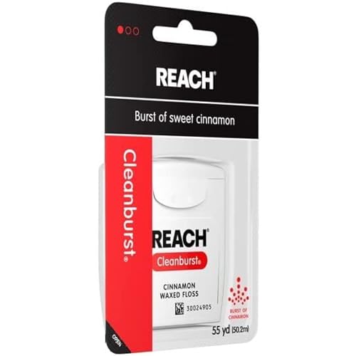 Reach Cleanburst Waxed Dental Floss - Cinnamon 55 Yards (Pack of 8)