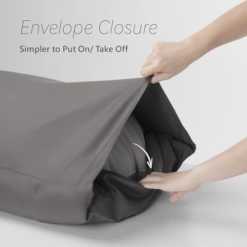 Queen Size Pillowcase Set - 500 Thread Count Cotton, Gray