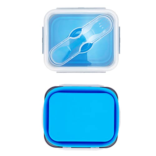 Small Silicone Collapsible Lunch Container with 2-in-1 Spoon & Fork