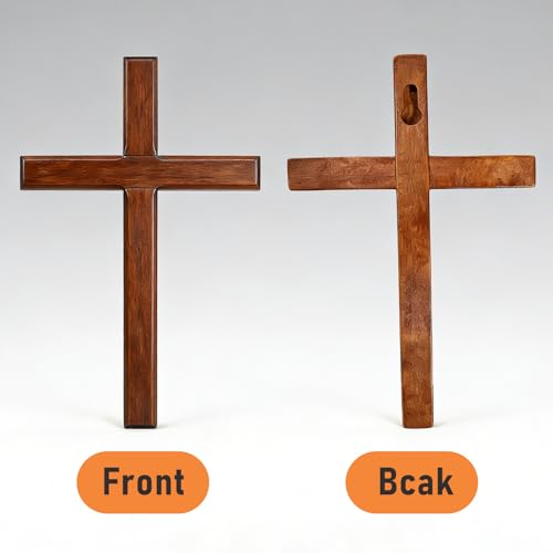 Allyix Wooden Cross Wall Decor Set - Large & Small with Lanyard