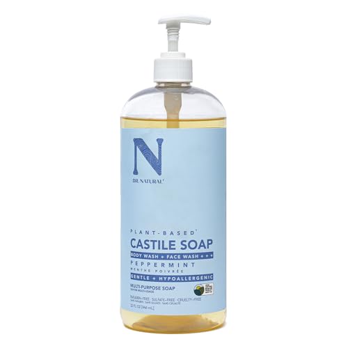 Dr. Natural Peppermint Castile Liquid Soap, 32 oz - Plant-Based & Multi-Purpose