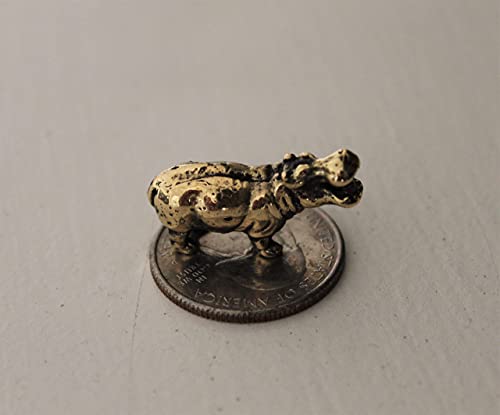 Handmade Brass Hippopotamus Figurine - Miniature Collectible Art