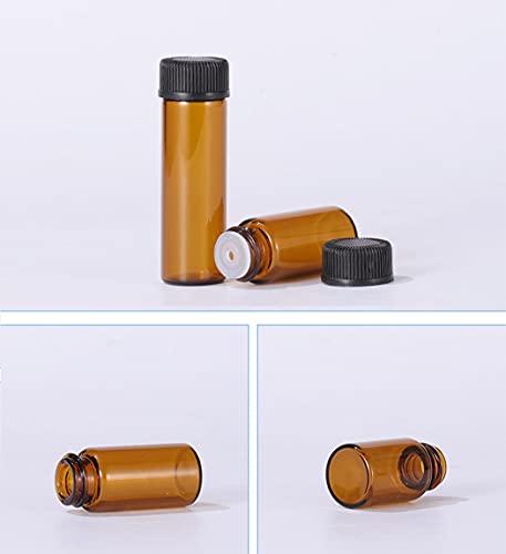 AFMNQZ 1ML Amber Glass Bottles with Orifice Reducer Cap – Pack of 50 for Essential Oils, Perfume, Samples