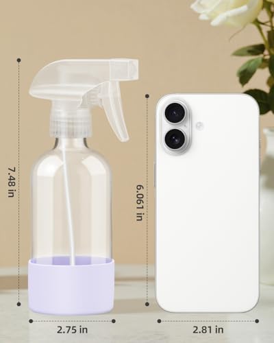 8 oz Glass Spray Bottles 2 Pack with Silicone Sleeve - Blue & Purple