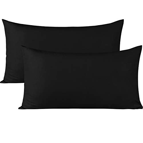 BEDSUM King Microfiber Pillowcases Set of 2 - 20x40, Black