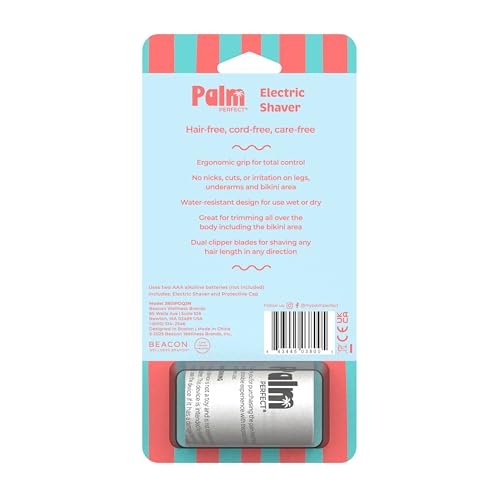 PalmPerfect Electric Shaver for Women ? Bi-Directional Triple Blade Razor for Legs, Underarms & Bikini Line ? Wet/Dry Portable Shaver with Non-Slip Rubber Grip ? Battery Powered