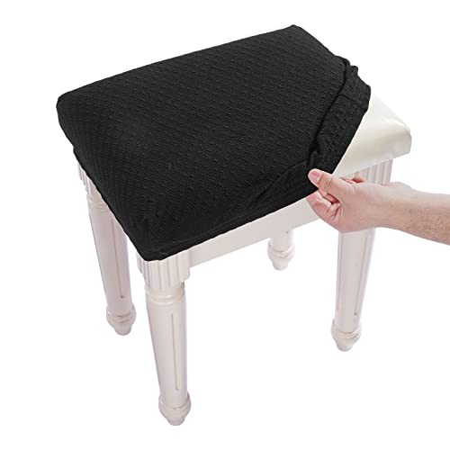 Luxury Jacquard Vanity Bench Stool Cover, XS Black