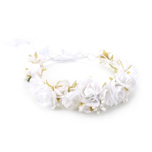White Flower Crown for Girls - Wedding Headband for Kids