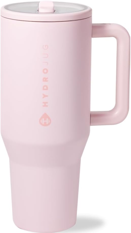HydroJug 32 oz Insulated Water Bottle - Leak Resistant with Handle & Flip Straw | Pink Sand