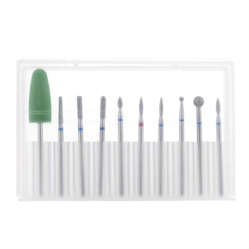 YUXIANLB Silver 10pcs Nail Drill Bits Set for Manicure & Nail Art