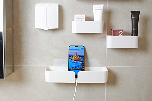 4-Pack Adhesive Wall Mounted Shelves - Durable ABS Storage Bins