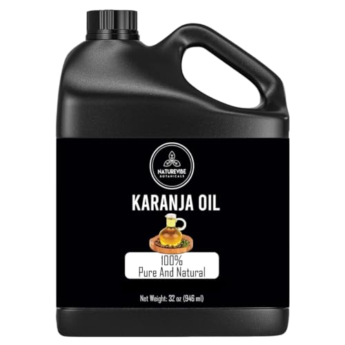 Naturevibe Botanicals Karanja Oil 32oz - 100% Pure Cold Pressed Body Oil for Skin & Hair Care