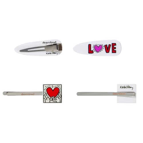 Keith Haring Crease-Free Hair Clips Set of 4 - Love & Unity Design