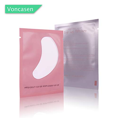 Voncasen 100 Pairs Eye Gel Pads for Eyelash Extensions – Under-Eye Patches, Comfortable & Cool