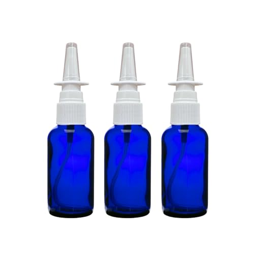 Cobalt Blue Glass 1 oz Bottles with Nasal Sprayer - 3 Pack