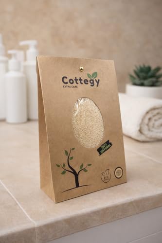 Cottegy Egyptian Loofah Exfoliating Scrubber - 2 Count Natural Bath Sponge