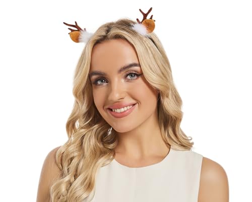 Brown Reindeer Antlers Headband for Women Halloween Costume Cute Hair Accessory