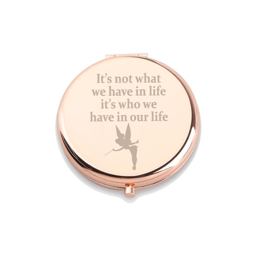 Fairy Princess Makeup Mirror - Silver Engraved Stainless Steel Compact