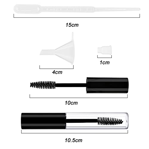 3 Pack 10ml Empty Mascara Tube with Wand & Funnels for Oil