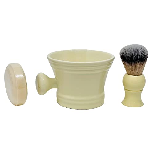 GENTS Heavy Duty Ceramic Shaving Set ? Classic Grooming and Beard Shaving Kit for Men, Ceramic Shave Mug, 3 oz Natural Shaving Soap and Shaving Brush