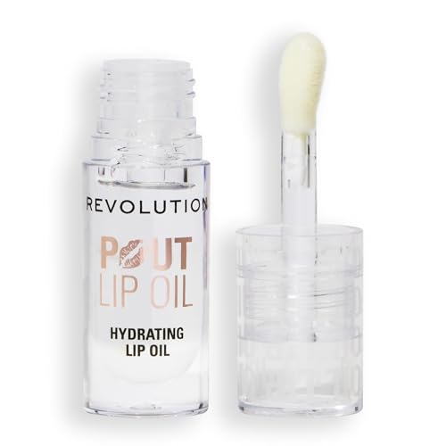 Revolution Pout Lip Oil Lychee Clear 0.13 Fl Oz - Nourishing, High-Shine Lip Gloss