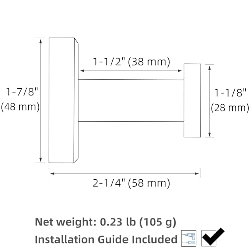 Polished Chrome Robe Hook - 304 Stainless Steel Wall Mount