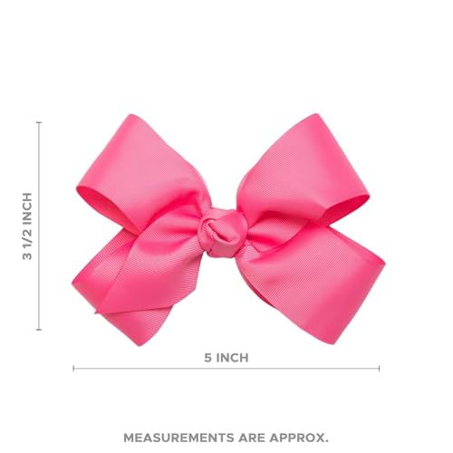 Girls' 3 Pack Hair Bows with Knot Wrap Center - 5 Inch Navy, Pink, White - Hair Clips, All Hair Types
