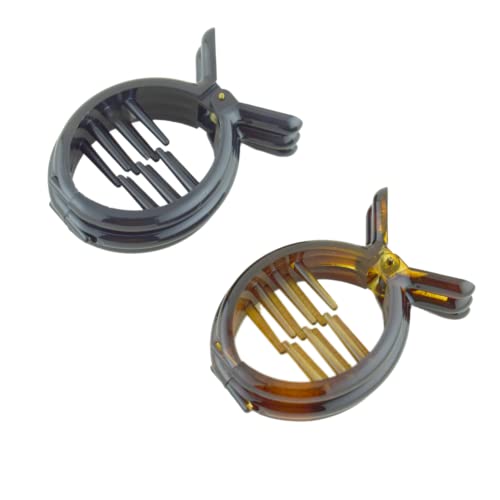 Parcelona French Round Tortoise Shell Hair Clips - 2 Count