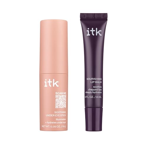ITK Skincare Gift Set with Under Eye Stick & Shea Lip Balm for Puffiness & Dry Lips
