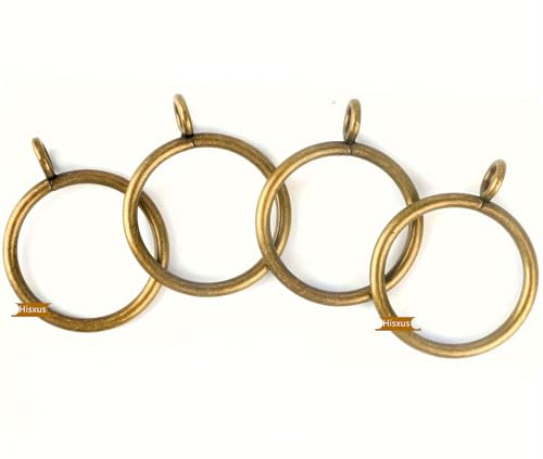 40 Pack Antique Brass Curtain Rings with Clips - 1 Inch Metal Drapery Hangers