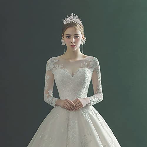 Silver Baroque Queen Crown Tiara for Women - Handmade Crystal Headband