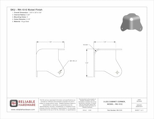 Reliable Hardware 8-Pack Steel Corner Brackets - Nickel Finish