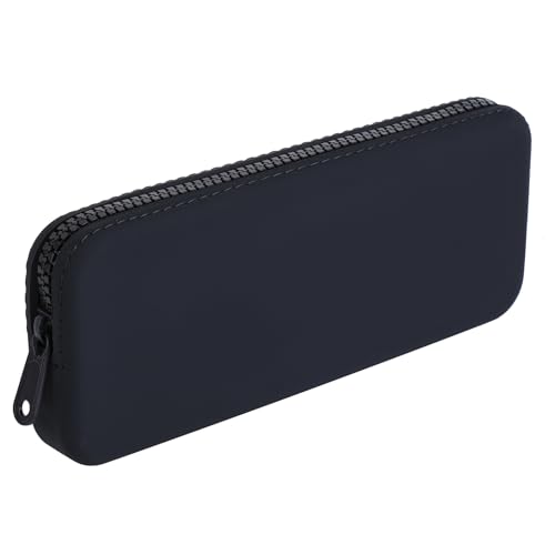 WHHJM Black Silicone Makeup Brush Holder & Travel Organizer - Portable Zipper Pouch