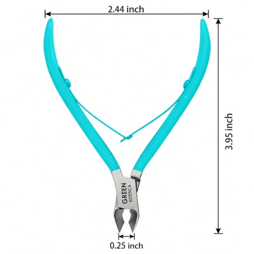 Green Estetica Cyan Cuticle Nipper - Professional Nail Care Tool, 9 Color Variants