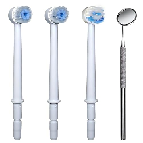 4-Pack Replacement Toothbrush Heads for Waterpik Flossers - Dental Cleaning Kit