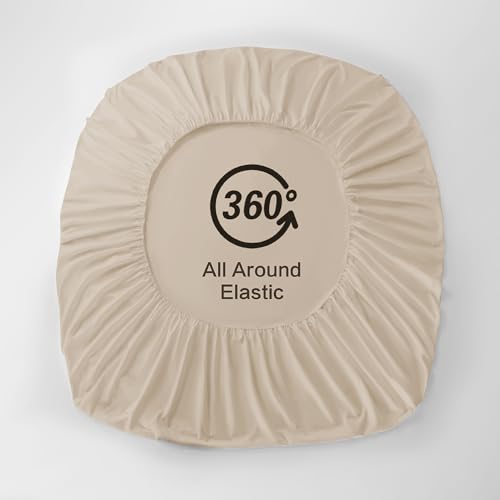 Taupe Fitted Sheet Twin Size - Deep Pocket 18" for Mattresses 18-24"