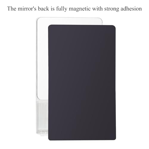 Magnetic Locker Mirror with Storage Pocket - 9.4" x 5.5" Real Glass