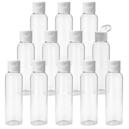 120ml Plastic Refillable Bottles with Flip Cap - Pack of 12 for Shampoo, Lotion, Body Wash, Cream