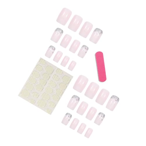 Nailora Press On Nails - Rose Floral Ombre French Tip Gel Fake Nails