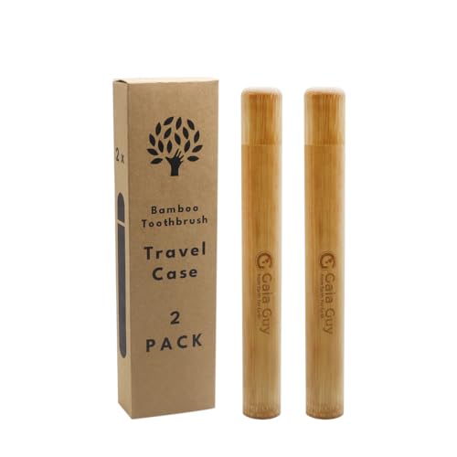 Gaia Guy Bamboo Toothbrush Travel Case - Eco-Friendly Holder 2 Pack