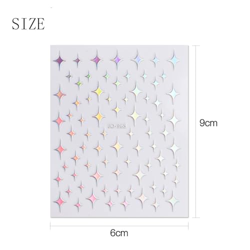 JMEOWIO 12 Sheets Self-Adhesive Aurora Nail Art Stickers