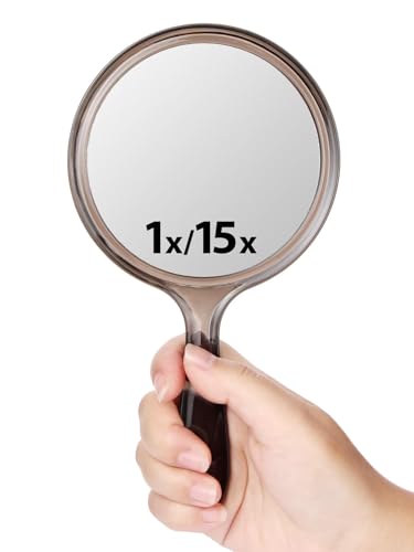 Handheld 15X Magnifying Mirror for Makeup - Macaki 8.3"
