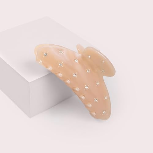 Milky Nude Rhinestone Claw Clip - Large Sparkling Hair Accessory