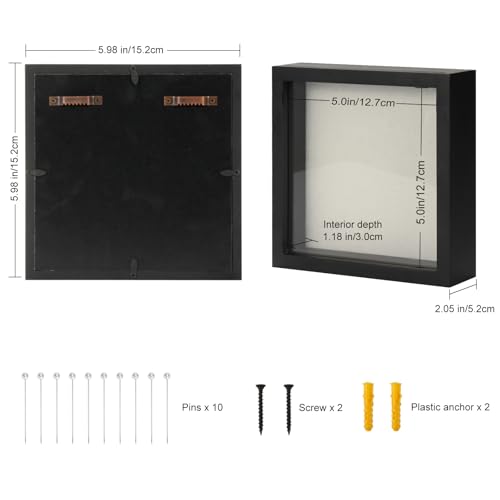 5x5 Shadow Box Frame - Wooden Display Case for Photos & Memorabilia