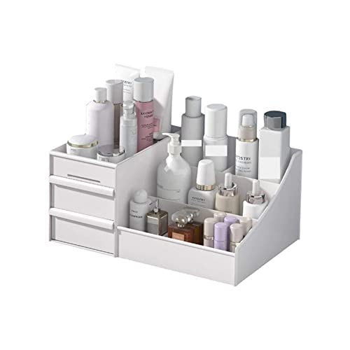 Large Capacity Makeup Organizer with Drawers – White Cosmetic Storage Box for Desk, Bathroom & Jewelry