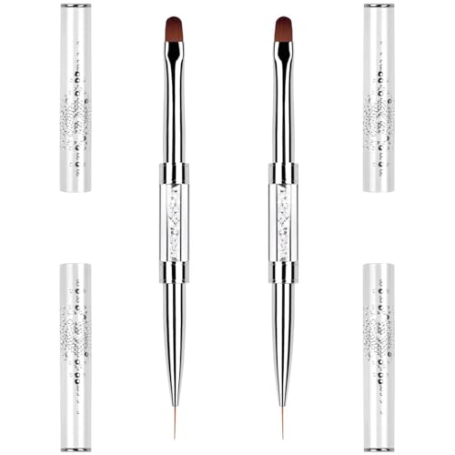 Gorofit Double-Headed Nail Art Brushes Set - 2 Piece Gel & Polygel Tools
